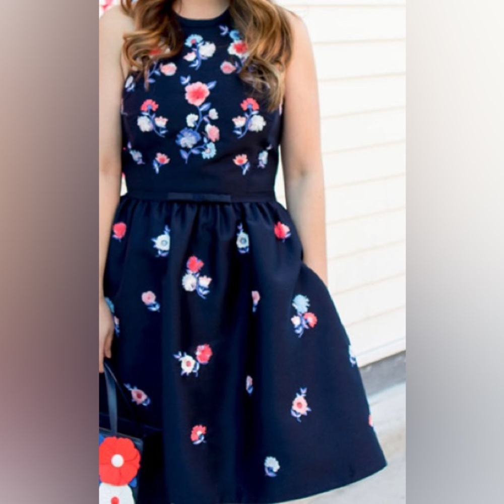 kate spade Navy Floral Fit-and-Flare Dress